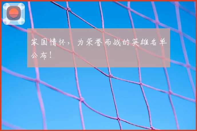 家国情怀，为荣誉而战的英雄名单公布！